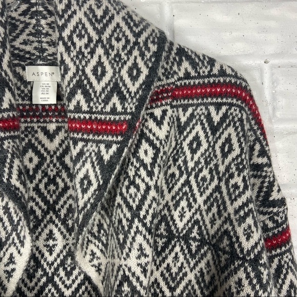 Aspen Wool Blend Fair Isle Cardigan Sweater Medium - Picture 9 of 10